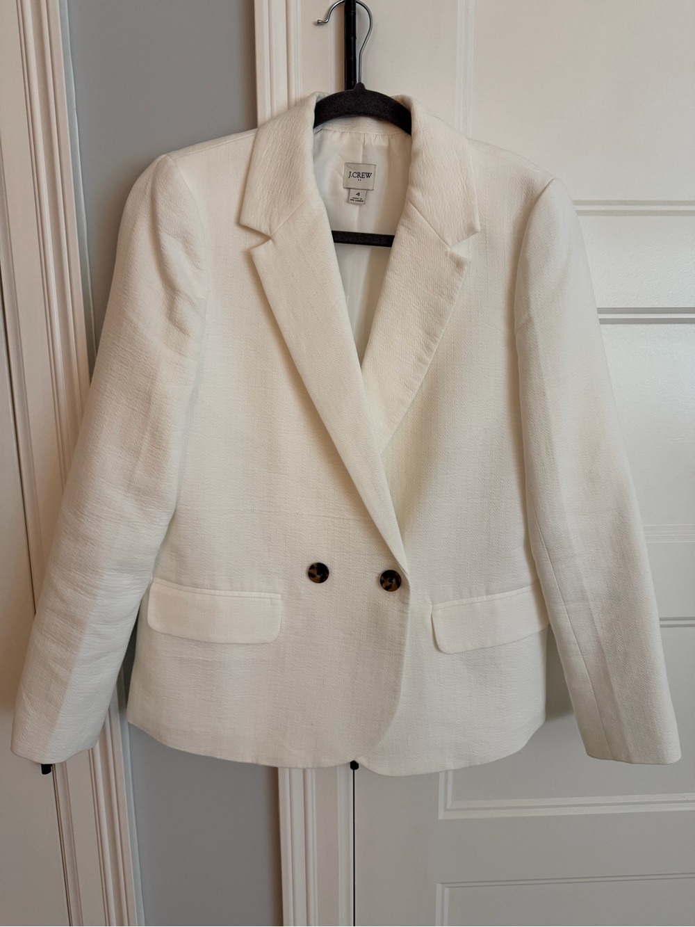 J. Crew Cream Double-Breasted Textured Blazer